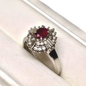 Pt900 プラチナ ルビー メレダイヤ リング 指輪