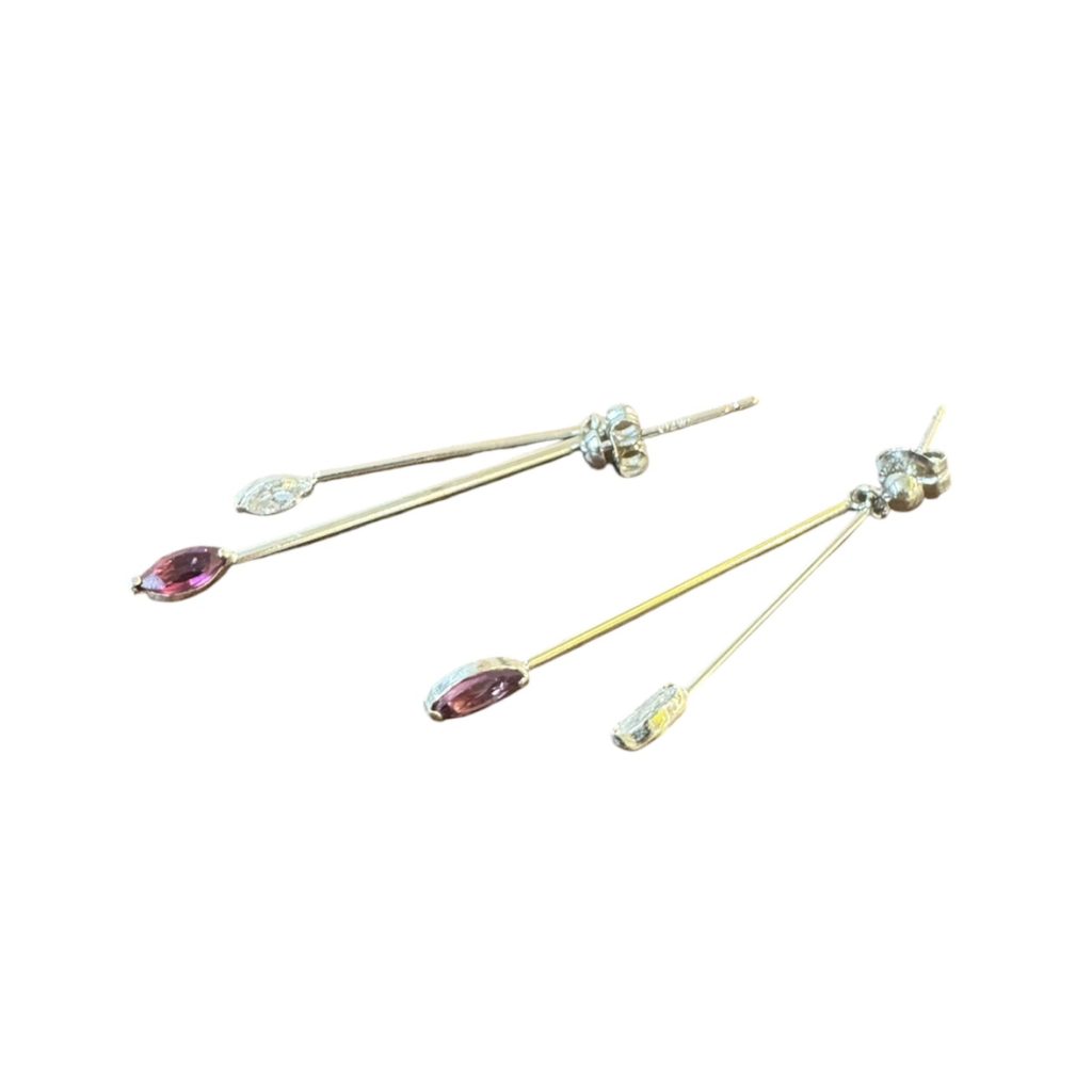 K14WG 14金ホワイトゴールド ルビー ダイヤモンド ピアス