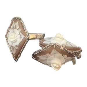 K18WG ホワイトゴールド カメオ リング・イヤリング