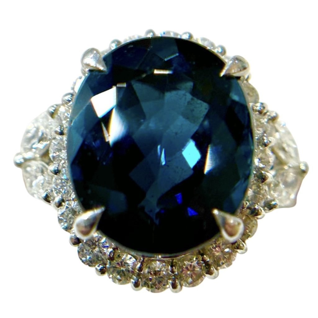 Pt900 プラチナ900 ブルーサファイア メレダイヤモンド リング 指輪　北海道　札幌市　東区　元町