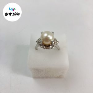 Pt900 パール、ダイヤ付きリング