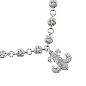 CHROME HEARTS クロムハーツ BSフレアチャーム/BS FLEUR BSフレアボール ネックレス シルバー925×ダイヤモンド 約89g