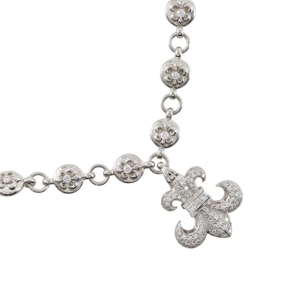 CHROME HEARTS クロムハーツ BSフレアチャーム/BS FLEUR BSフレアボール ネックレス シルバー925×ダイヤモンド 約89g