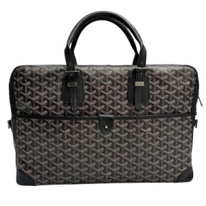 6325 ゴヤール GOYARD アンバサード MM ヘリンボーン柄 カデナ パドロック 南京錠 PVC レザー ビジネスバッグ ブリーフケース