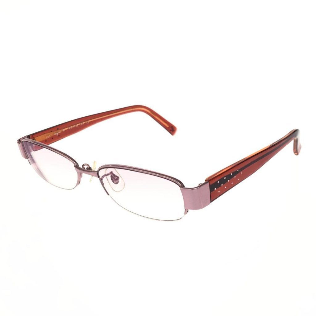 agnes b. アニエスベー 度入りメガネ/メガネフレーム メタル×プラスチック AB-1182/ハーフリム ブラウン/ピンク レディース