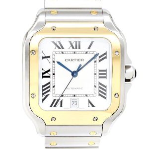 美品 カルティエ Cartier サントスドゥカルティエ LM W2SA0006 シルバー文字盤 自動巻き メンズ