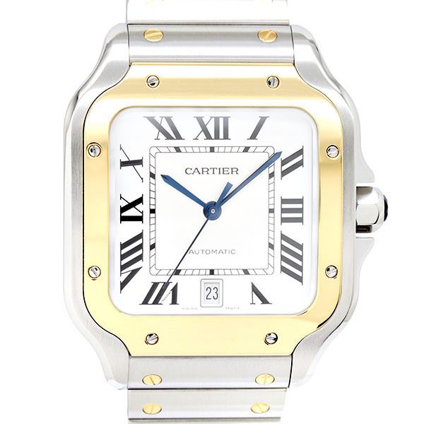 美品 カルティエ Cartier サントスドゥカルティエ LM W2SA0006 シルバー文字盤 自動巻き メンズ