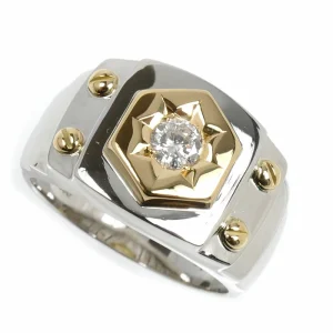 K18 Pt900　コンビ　リング　ダイヤモンド　指輪　プラチナ　ゴールド　遺品