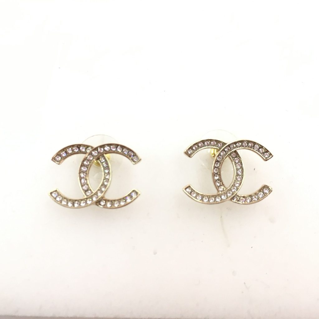 CHANEL シャネル ココマーク ラインストーン ピアス コスチュームジュエリー