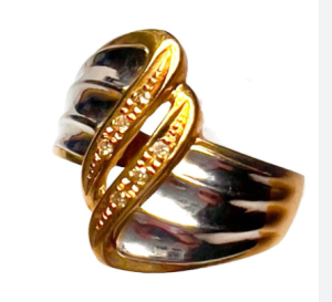 K18/Pt900（18金/プラチナ900） メレダイヤモンド付きリング