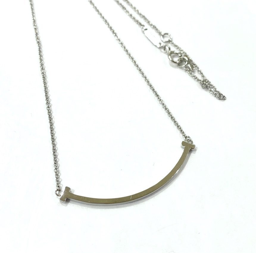 【Tiffany＆Co.】ティファニー・Tスマイルネックレス・K18WG・18金・ホワイトゴールド・ブランドジュエリー
