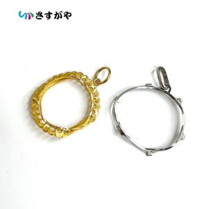 K18 Pt850 金 プラチナ ネックレストップ 枠 破損有り