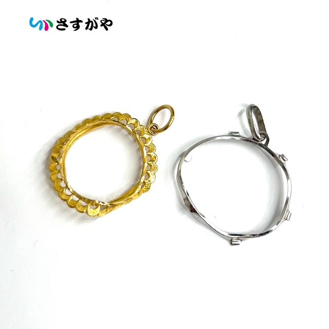 K18 Pt850 金 プラチナ ネックレストップ 枠 破損有り