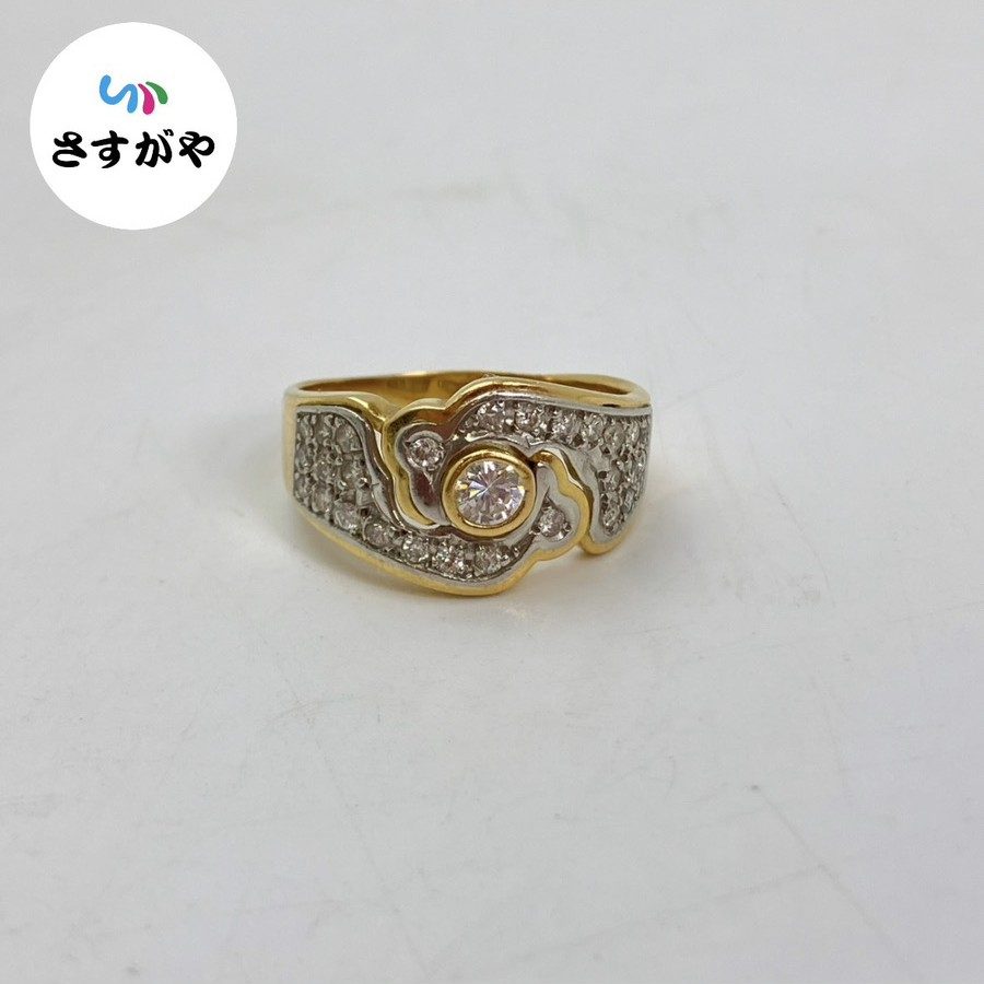 K18 ダイヤ付きリング