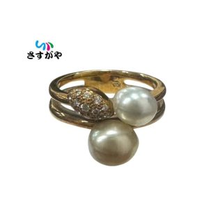 K18 パール ダイヤ付き リング