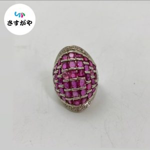 Pt900 ルビー パヴェセッティング デザインリング