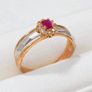 K18 18金 750 Pt850 ルビー メレダイヤ コンビリング 指輪 アクセサリー