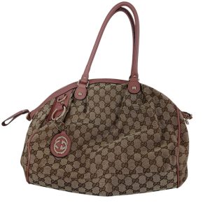 GUCCI GGキャンバス ハンドバッグ（ピンクレザー）