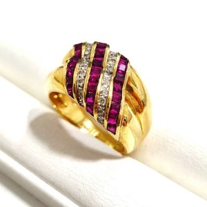 K18 18金 750 ルビーメレダイヤ付き リング 指輪 アクセサリー