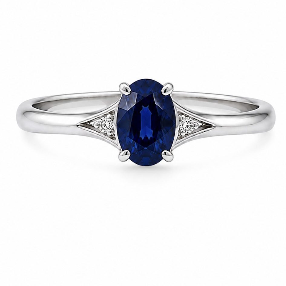 Pt900 (プラチナ900)　サファイア1.7ct、メレダイヤ0.08ct　リング