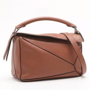 LOEWE（ロエベ） パズルバッグ スモール レザー 2WAYハンドバッグ ブラウン