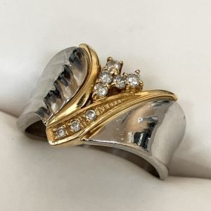 K18 Pt900 コンビダイヤリング