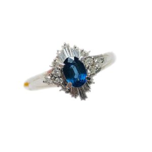 Pt900（プラチナ900）サファイア0.54ct メレダイヤモンド0.34ct リング