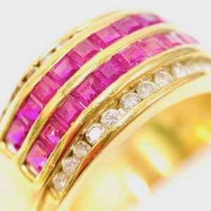 K18 ルビー メレダイヤモンド ゴールドリング