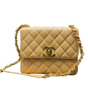 CHANEL シャネル マトラッセ スクエア キャビアスキン ベージュ