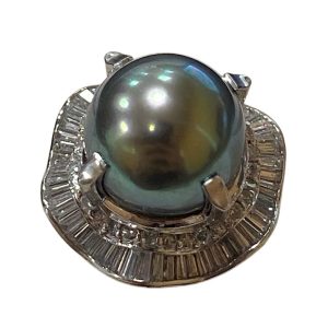 【Pt900 (プラチナ900)　リング/貴金属・ブラックパール・黒真珠・宝石・アクセサリー・メンズ・レディース】