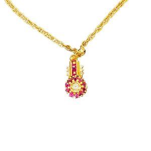 ルビー メレダイヤ付き ネックレス K18 18金 750