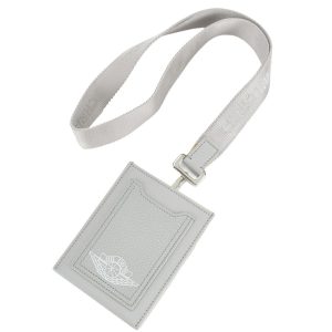 ディオール Christian Dior ナイキ カードケース ランヤード ネックストラップ付き ナイキ AIR DIOR 2NICH122 レザー グレー 新品