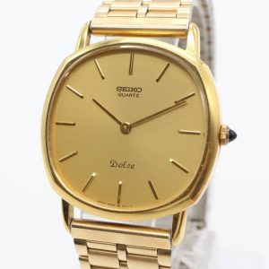 電池交換済み 【SEIKO セイコー】 Dolce ドルチェ 5930-5280 14K×SS クォーツ/QZ メンズ 腕時計 ゴールド文字盤 稼働