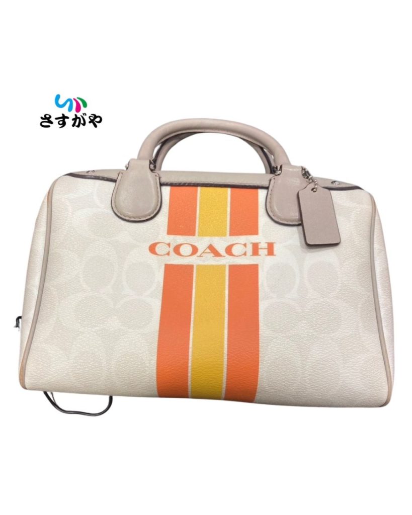 COACH シグネチャーバッファローストライプ 2WAYハンドバッグ