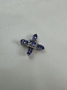 K14WG タンザナイト＆ダイヤモンド クロスペンダントトップ