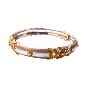 【Pt900/K18 ブレスレット】プラチナ900/18金・メレダイヤ・貴金属・アクセサリー