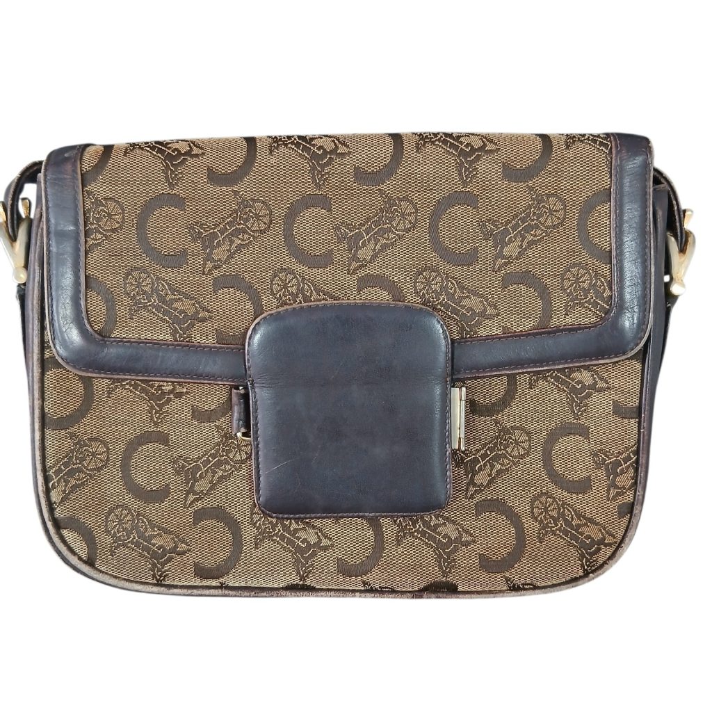 【CELINE(セリーヌ)　Cマカダム　ショルダーバッグ/馬車金具・オールドセリーヌ・バッグ・ブランド・メンズ・レディース】