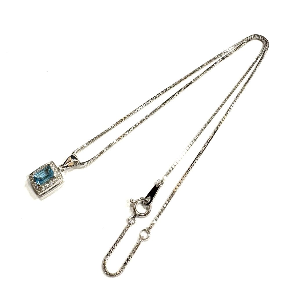 【K18WG (金)】アクアマリン  ネックレス