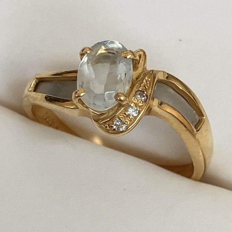 K18 Pt900 コンビ アクアマリン リング