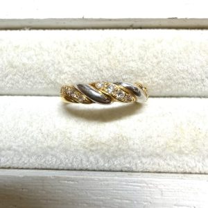 K18/Pt900 コンビ ダイヤモンド リング