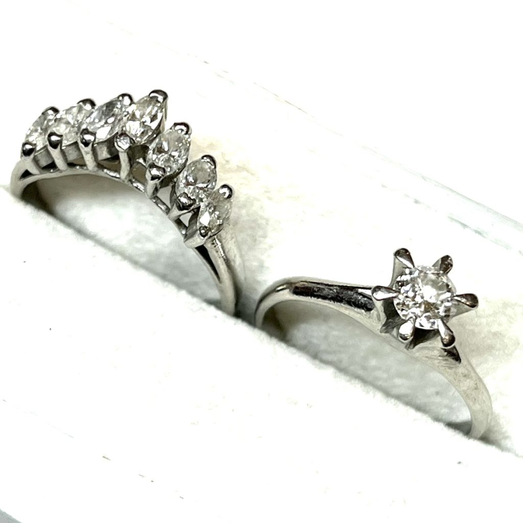 【強化買取中!!！】PT900 (プラチナ900) リング 宝石付き 2点 貴金属 アクセサリー