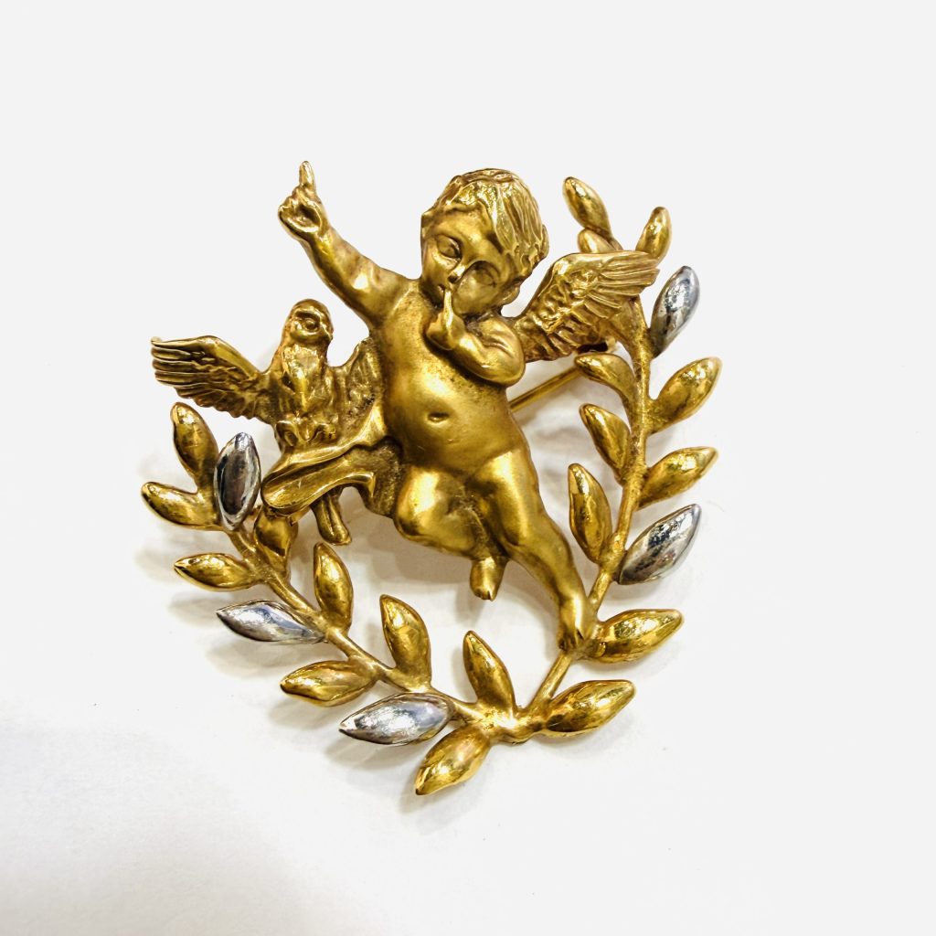 K18 Pt900 18金 プラチナ900 コンビ ブローチ