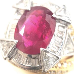 K18 Pt850 ルビー 金プラチナコンビリングアクセサリー