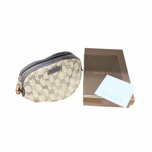 GUCCI　GGキャンバス　レザーポーチ