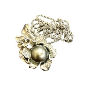 K18WG 18金ホワイトゴールド パール ダイヤモンド ネックレス