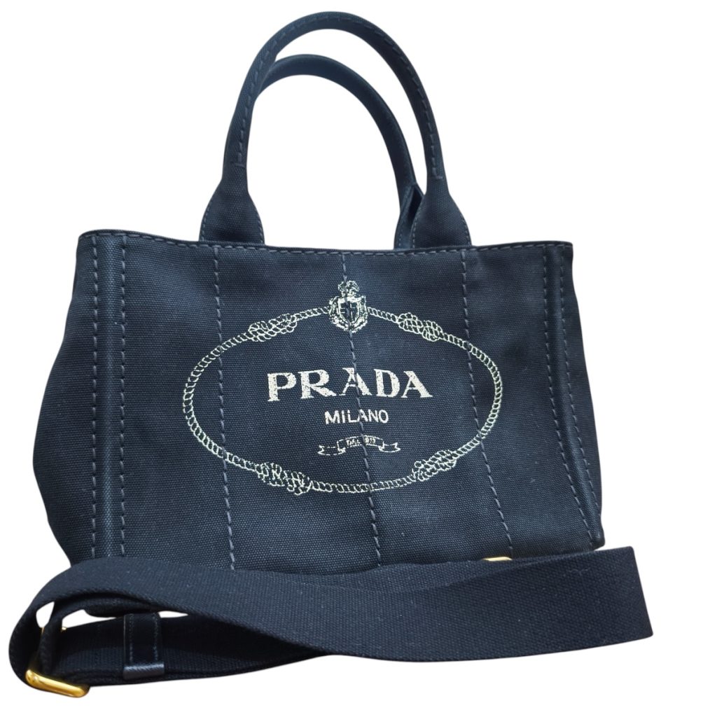 PRADA プラダ カナパ デニム ハンドバッグ