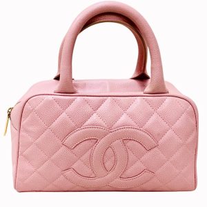 CHANEL キャビアスキン ココマーク ミニボストンバッグ
