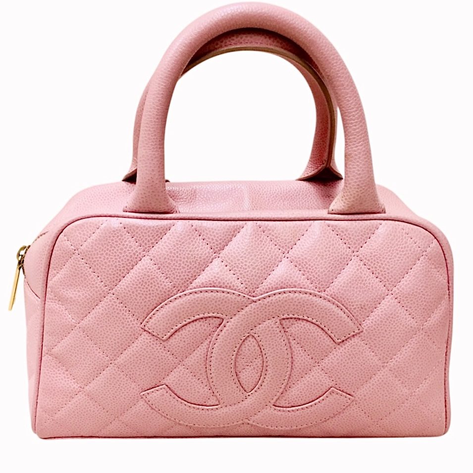 CHANEL キャビアスキン ココマーク ミニボストンバッグ