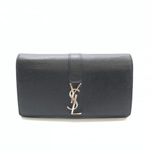 サンローラン（SAINT LAURENT）モノグラム フラップウォレット 二つ折り長財布 ブラック