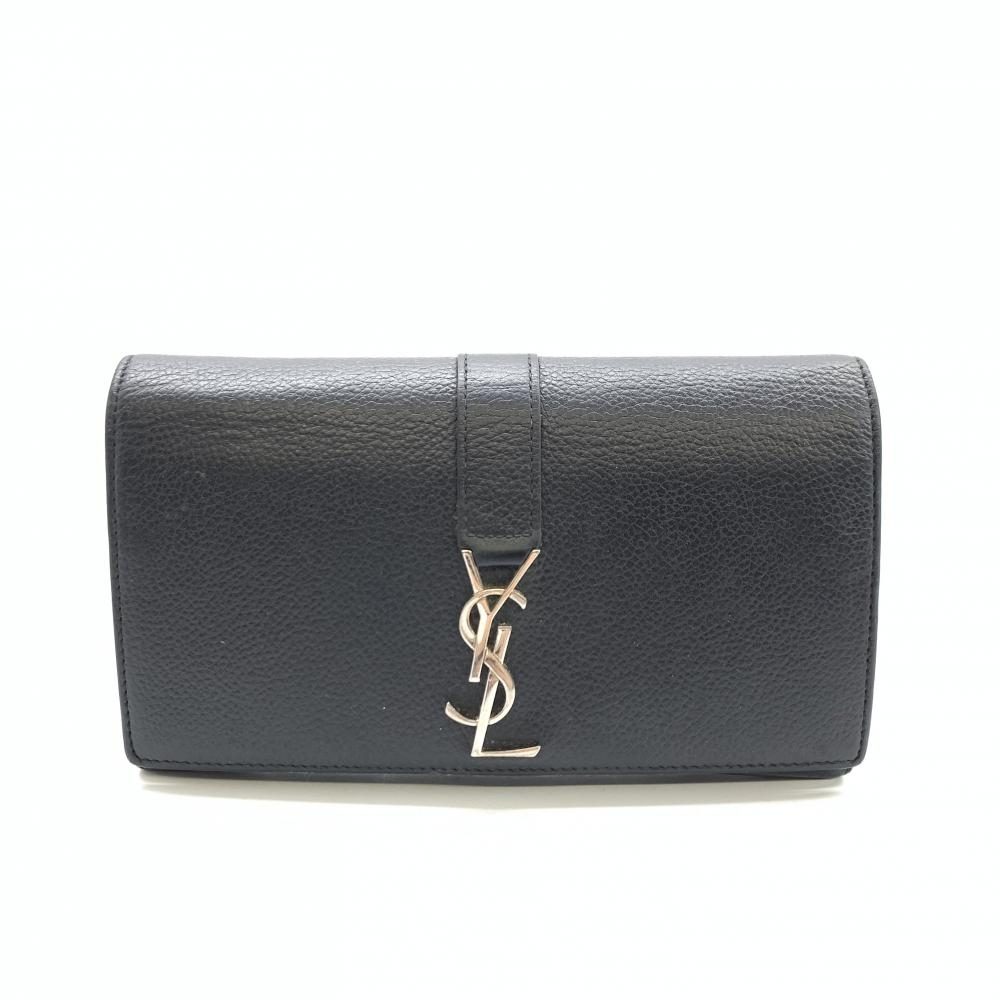 サンローラン（SAINT LAURENT）モノグラム フラップウォレット 二つ折り長財布 ブラック